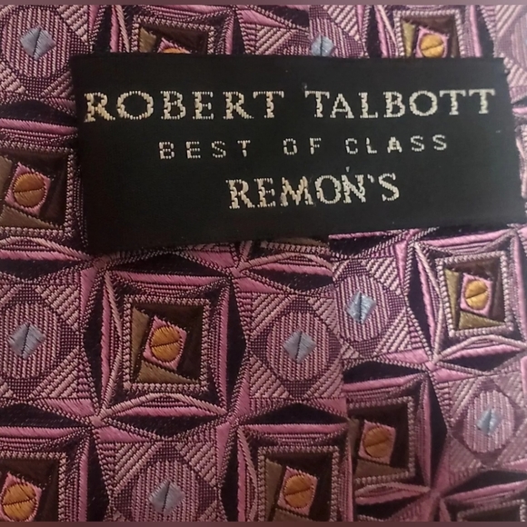 Robert Talbott Tie Duo of Luxe Vibrant Neckties 1 Stripe 1 Geometric Black/Pink - Picture 8 of 10